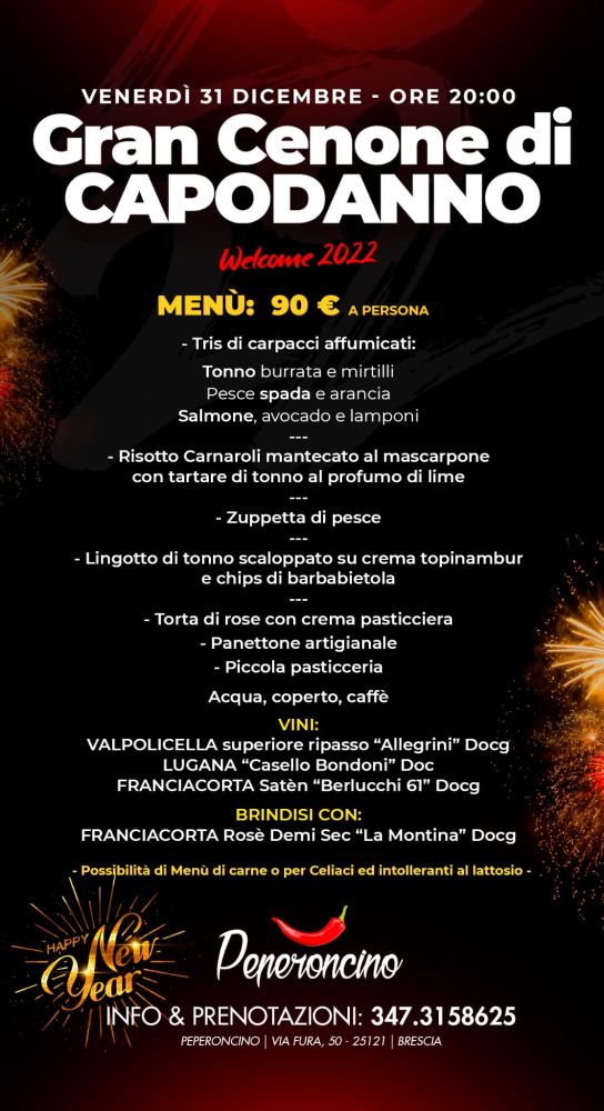 Capodanno 2022 al Peperoncino Brescia!